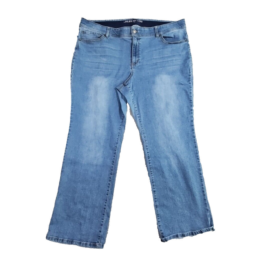 American Star Jeans Women's Size 24W (44x30) Med‎ Wash Wide Leg Boot Cut Stretch